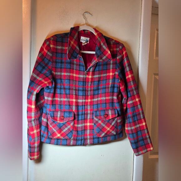 Vtg Womens Wool Plaid Zip Up Jacket Size M Preppy Dark Academia Paul Harris - Picture 8 of 9